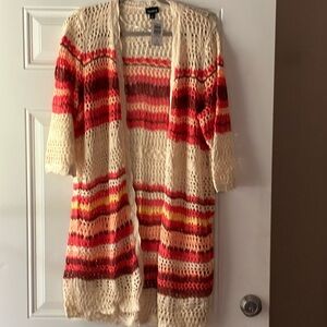 Torrid Red and Cream Striped Cardigan Sweater